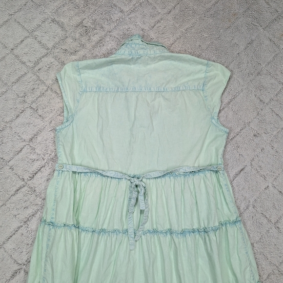 April Cornell Dress Womens S Green Sage Midi Tier Pintuck Lace Romantic Cottage - Picture 8 of 8